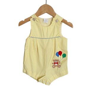 Vintage 1980's Baby Togs Yellow Romper Overalls - Teddy Bear 3 - 6 Months